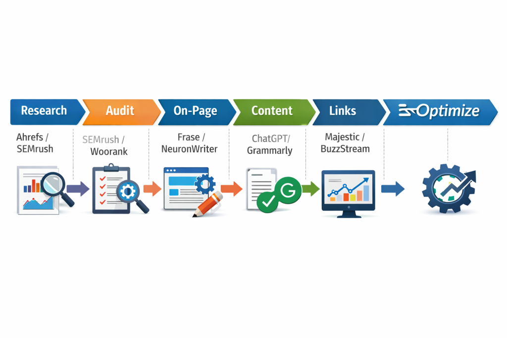 SEO workflow for beginners 2026 group buy tools