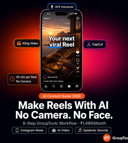 How to make Instagram Reels with AI tools using GroupToolz — Kling Video, GFX Voiceover and CapCut workflow for faceless Reels in 30 minutes