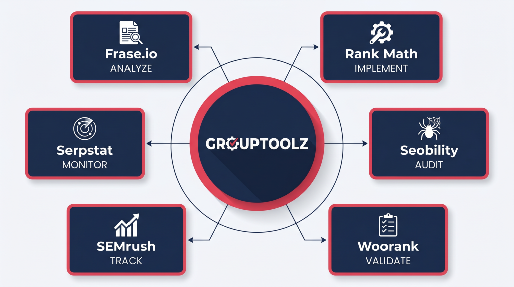 GroupToolz schema toolkit SEMrush Serpstat Seobility Woorank testing structured data
