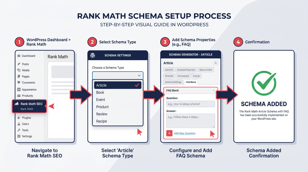 Rank Math schema setup step by step structured data SEO tutorial screenshot
